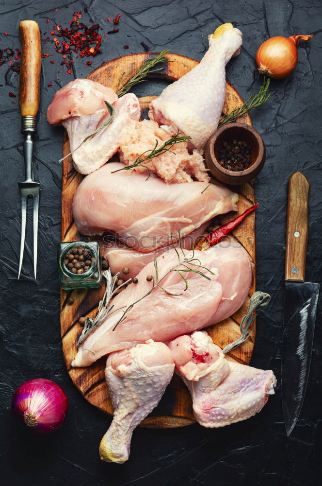 Similar – Image, Stock Photo Pork knuckle preparation in vintage bowl