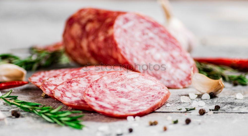 Similar – Image, Stock Photo salami Salami Ham Sausage