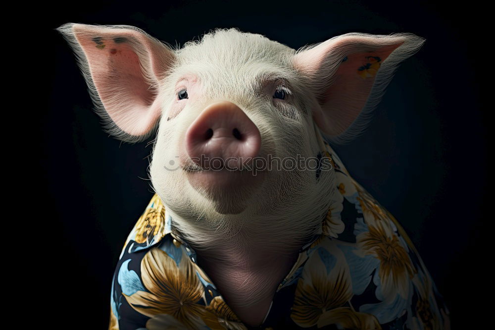 Similar – Image, Stock Photo Domestic pig looks out of his stable