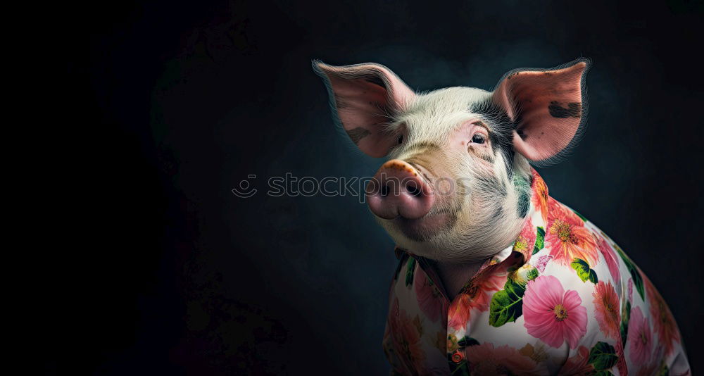 Similar – Image, Stock Photo Domestic pig looks out of his stable