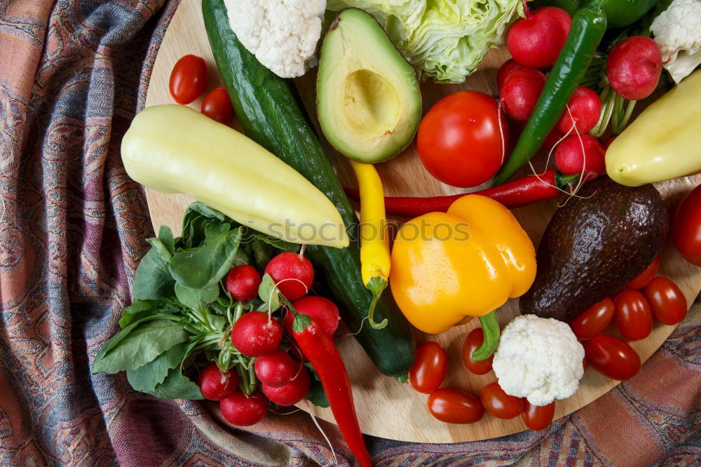 Similar – Fresh tomato, cucumber and pepper