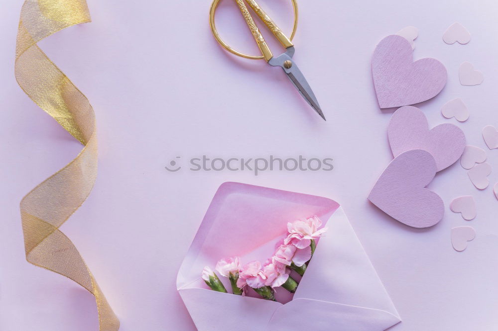 Similar – Image, Stock Photo Beautiful flowers, envelope, bow and markers