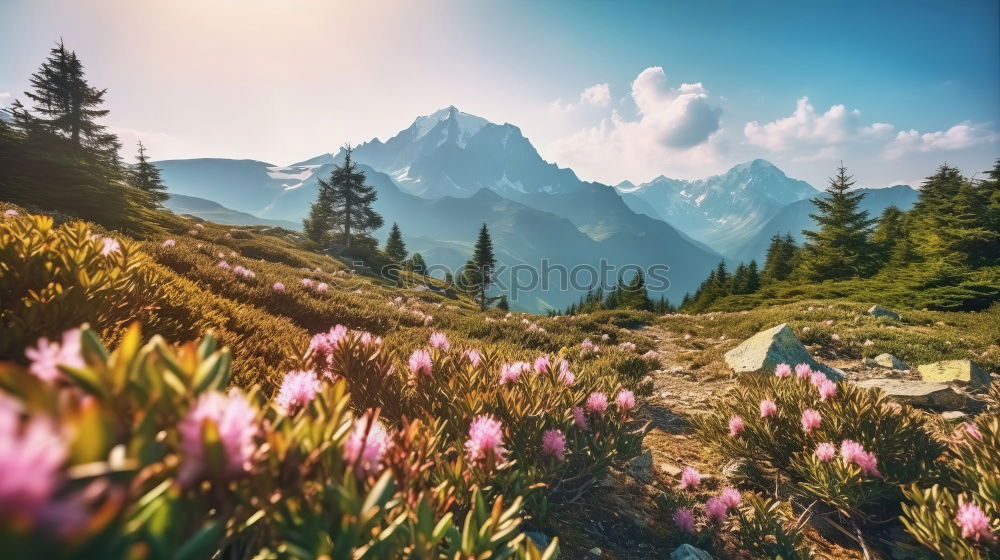 Similar – Image, Stock Photo Alpine village under sun rays