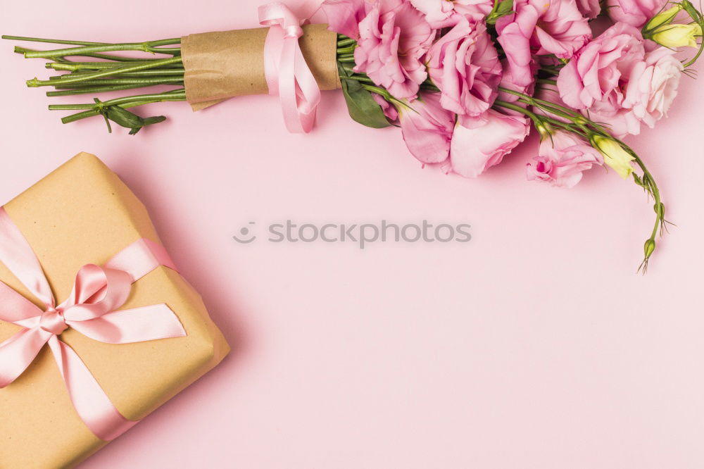 Similar – Image, Stock Photo Empty greeting card with bow and flowers on pastel background
