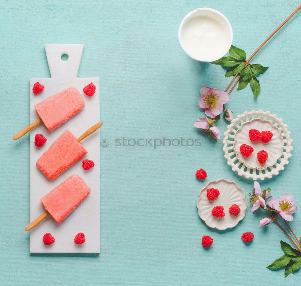 Image, Stock Photo Raspberry ice cream on a stick