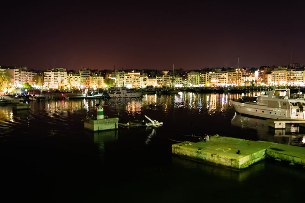 Image, Stock Photo Yachts in the cannes bay at night.