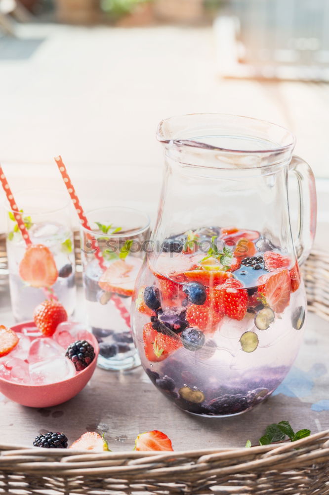 Similar – Image, Stock Photo Ice cubes and berries in bowl on the garden table