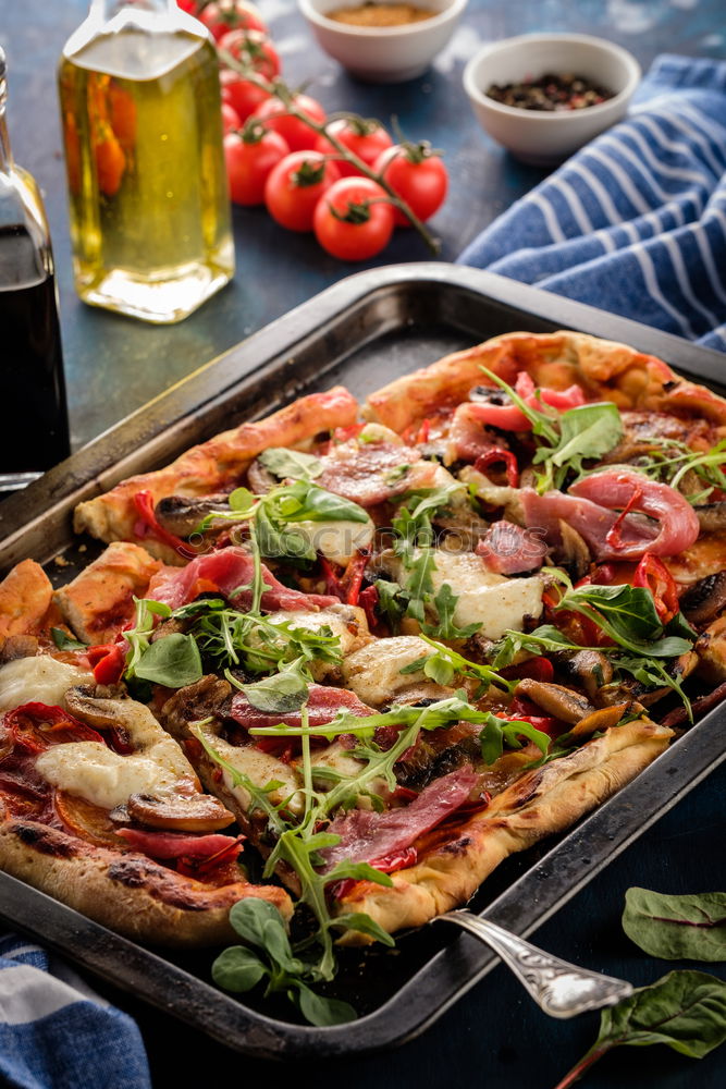 Similar – Image, Stock Photo Flammkuchen with vegetables and green salad