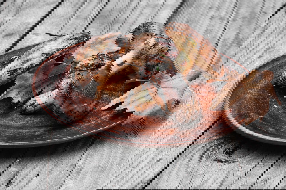 Image, Stock Photo Roasted salmon fish on baking paper.