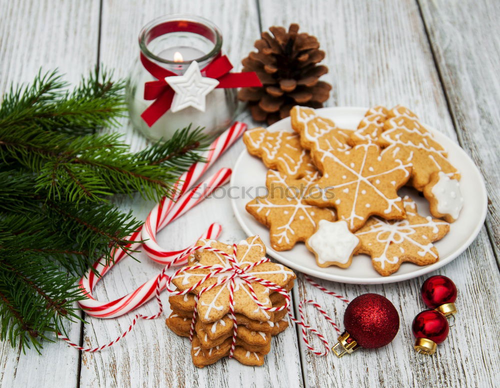 Similar – Image, Stock Photo Woman holding cookies box above christmassy table