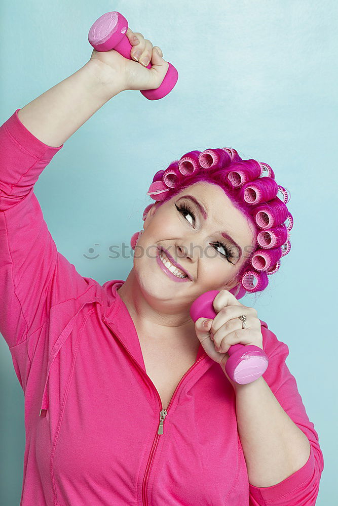 Similar – Image, Stock Photo young woman doing facial expressions against a pink background