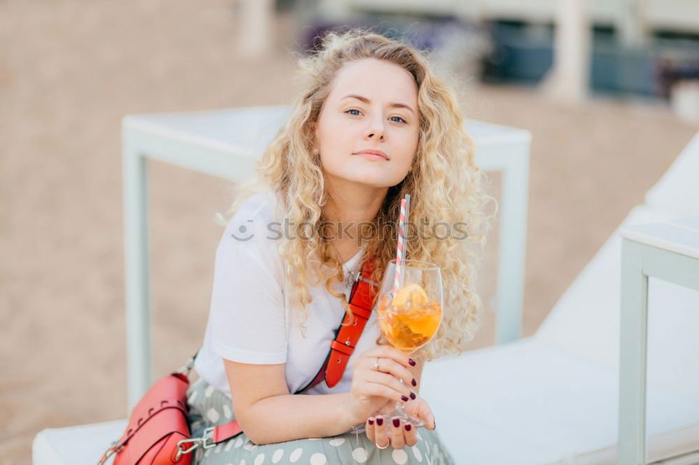 Similar – Image, Stock Photo Blonde girl with red shirt enjoying life outdoors.