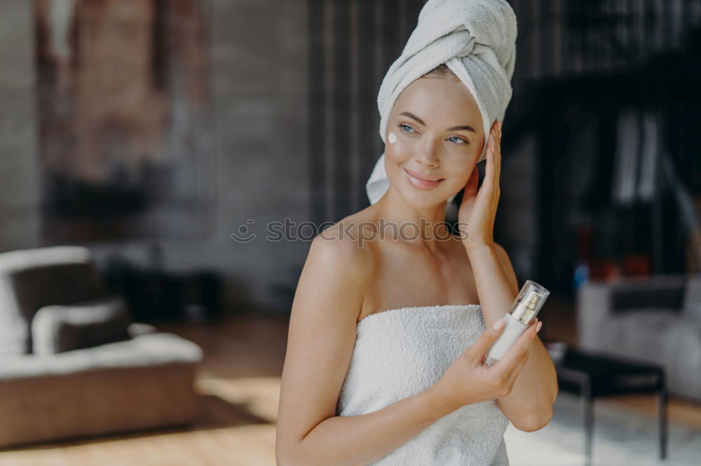 Similar – Playful mischievous woman with wet hair in a towel