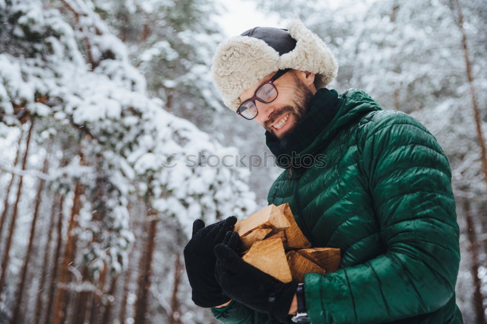 Similar – Image, Stock Photo Tourist standing in snowy forest