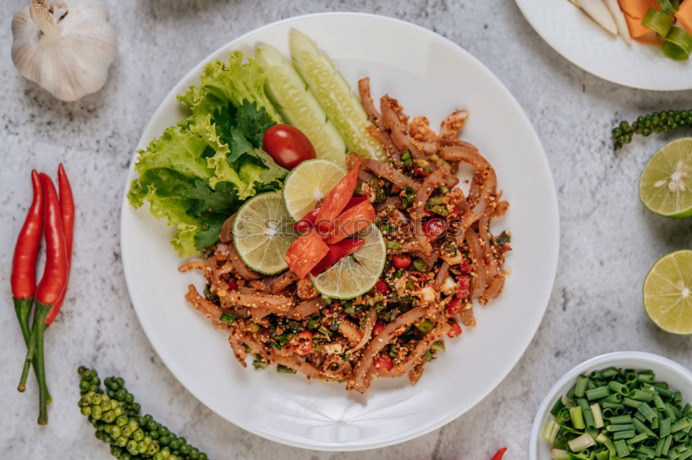 Similar – Image, Stock Photo Quinoa bowl with tomatoes, zucchini and lime