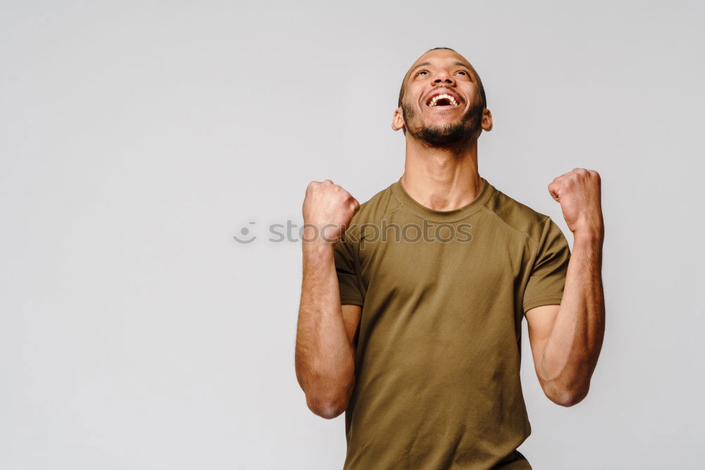 Similar – Portrait of funny black shouting at camera