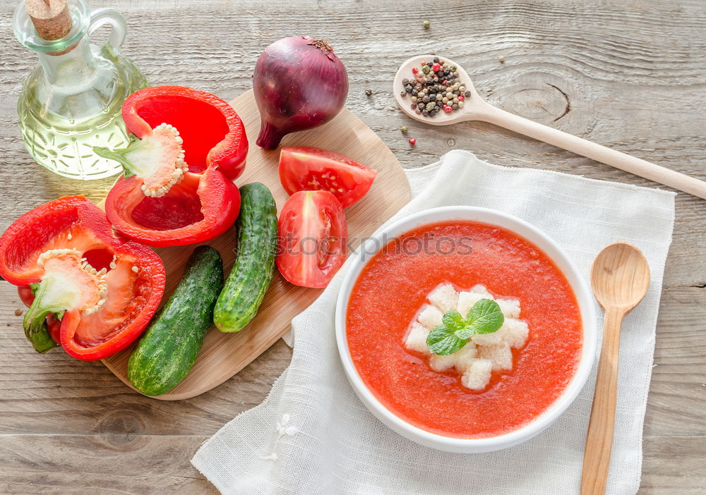 Similar – Image, Stock Photo Gazpacho spanish cold soup