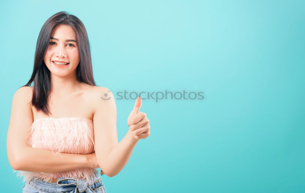 Similar – Image, Stock Photo Happy young woman seating in a restaurant