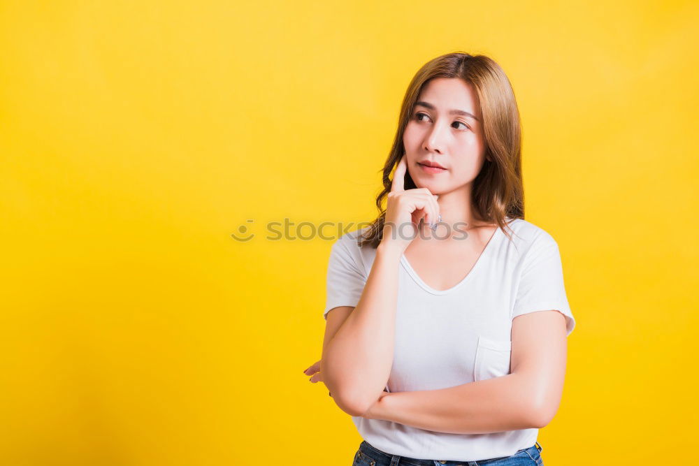 Similar – Image, Stock Photo Pretty redhead woman touching face