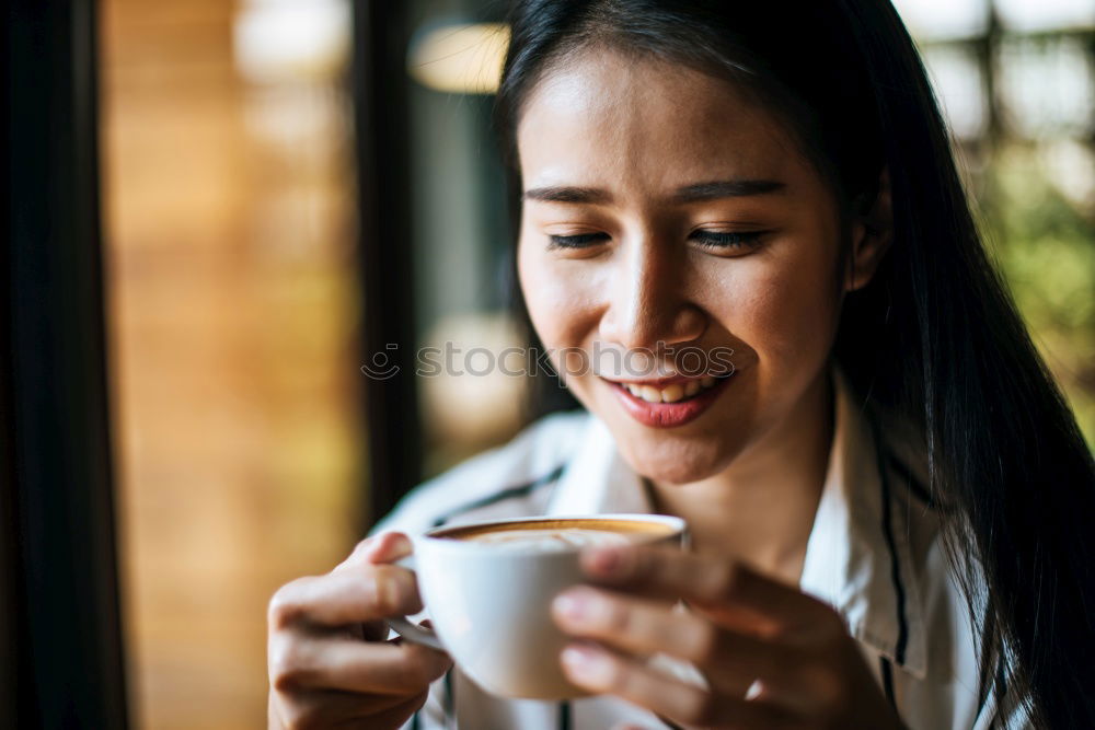 Similar – Image, Stock Photo Woman drinking cup of coffee