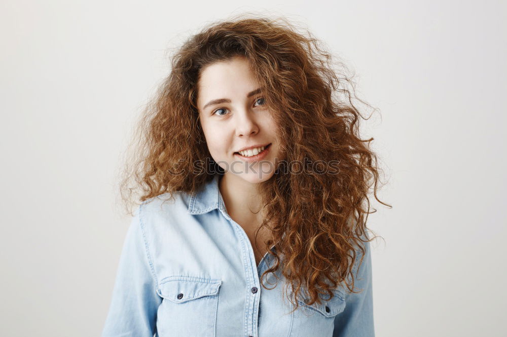 Similar – Image, Stock Photo side portrait of a young red-haired woman