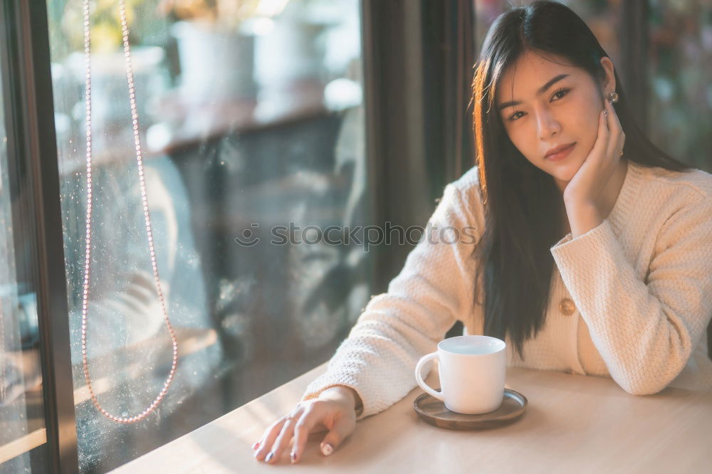 Similar – Image, Stock Photo Woman drinking cup of coffee