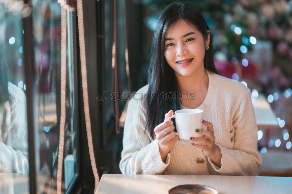 Similar – Image, Stock Photo Pretty Asian woman touching lamp