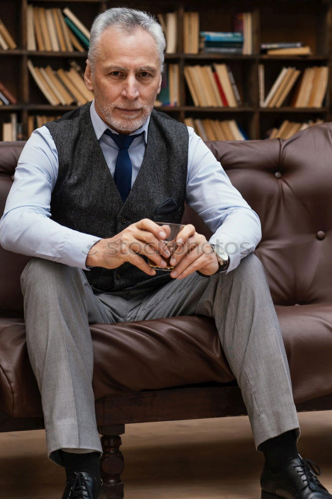 Similar – Image, Stock Photo Senior businessman walking outside of modern office building.