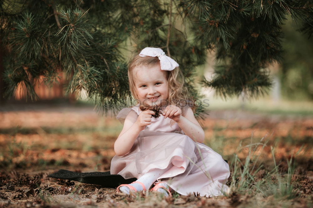 Similar – Image, Stock Photo Smiling girl between meadow with dry leaves