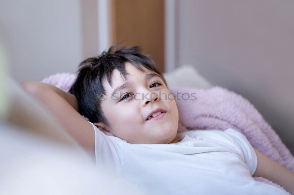 Similar – Image, Stock Photo Cold child lying on the bed