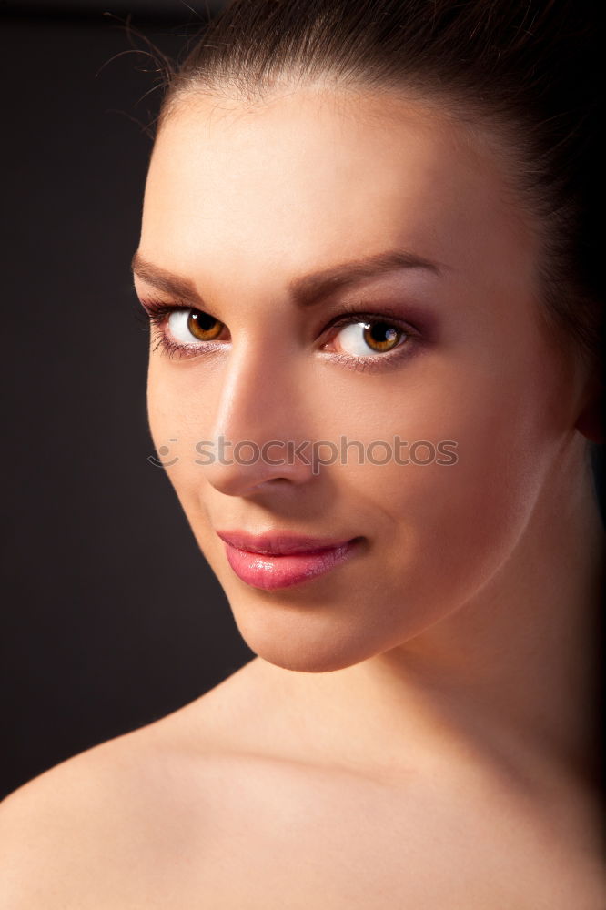 Similar – young woman with bright eyes, red hair and gap teeth smiles