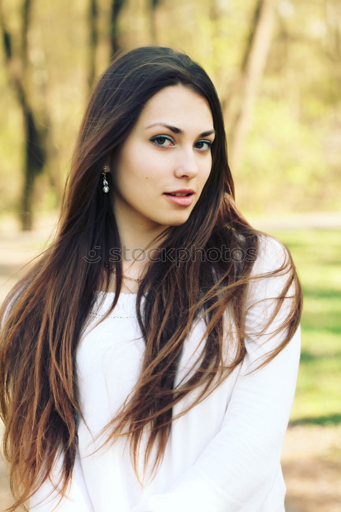 Similar – young woman in the autumn forest