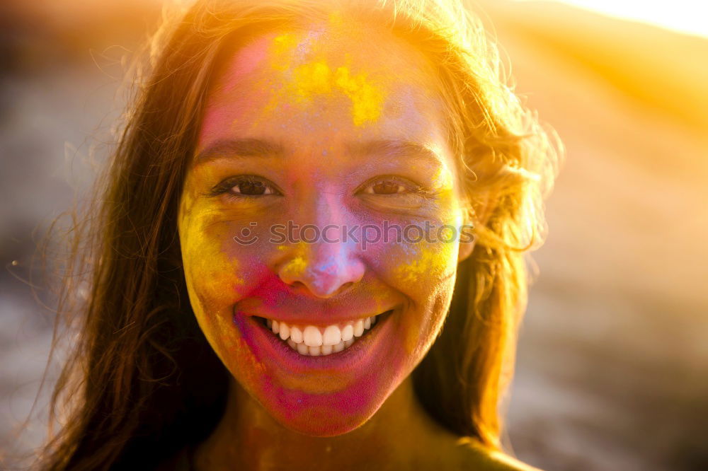 Similar – Black woman with afro hair celebrating with confetti.