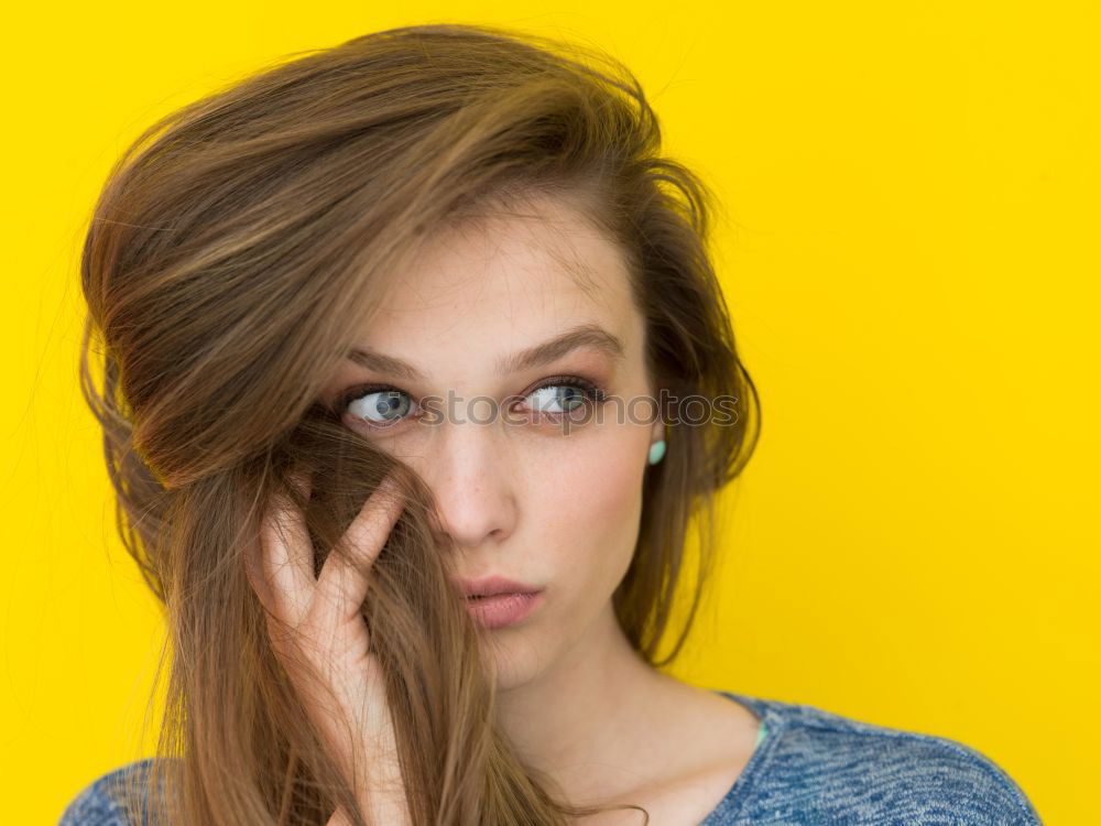 Similar – Image, Stock Photo Pretty redhead woman touching face