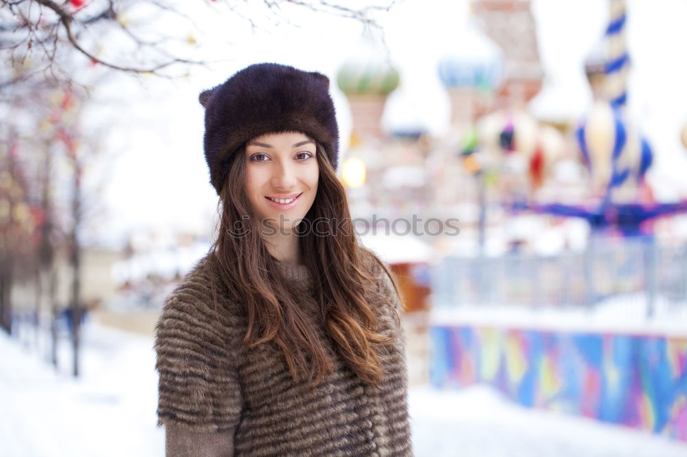 Similar – Image, Stock Photo Attractive woman on snowy street