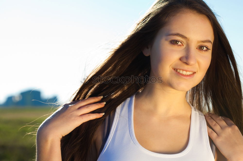 Attractive woman out exercising in glowing light