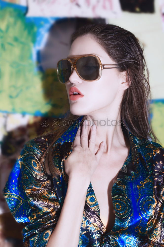 Similar – Image, Stock Photo Seductive woman in jacket and sunglasses