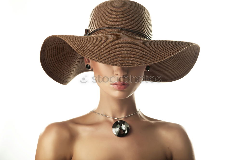 Similar – Image, Stock Photo Chica con sombrero grande y sol