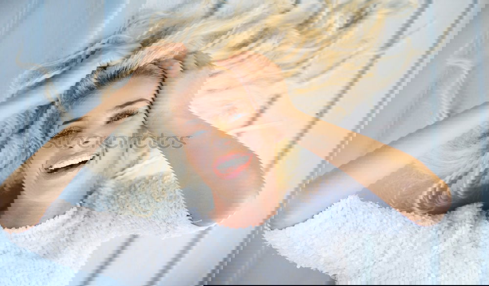 Similar – Image, Stock Photo Smiling woman with long grey dyed hair