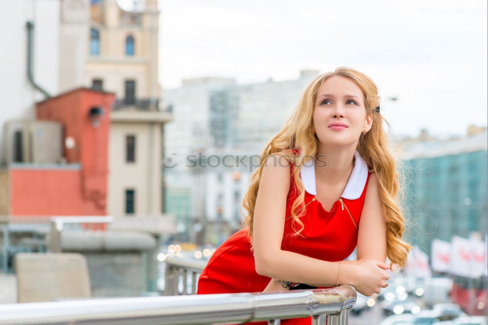 Similar – Young woman standing in the river Rhine