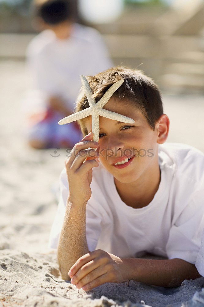 Image, Stock Photo Little girl holding starfish