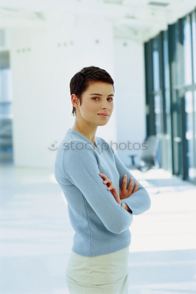 Image, Stock Photo Woman in whites at modern building