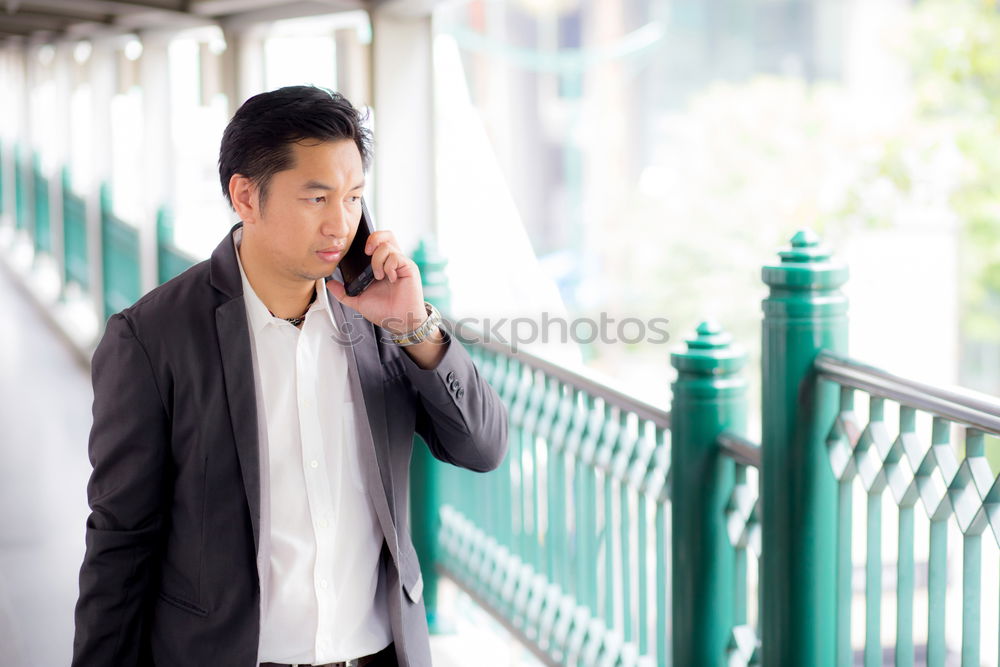 Similar – Image, Stock Photo Young man wearing denim clothes using a mobile phone