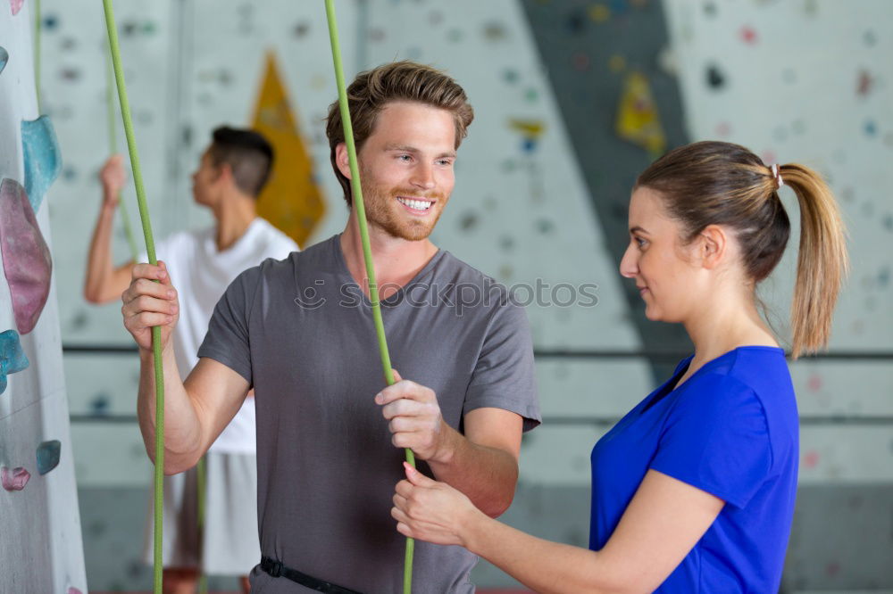 Similar – Sporty people cheering themselves in gym