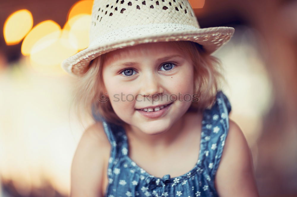 Similar – happy toddler girl in pyjamas playing in kitchen