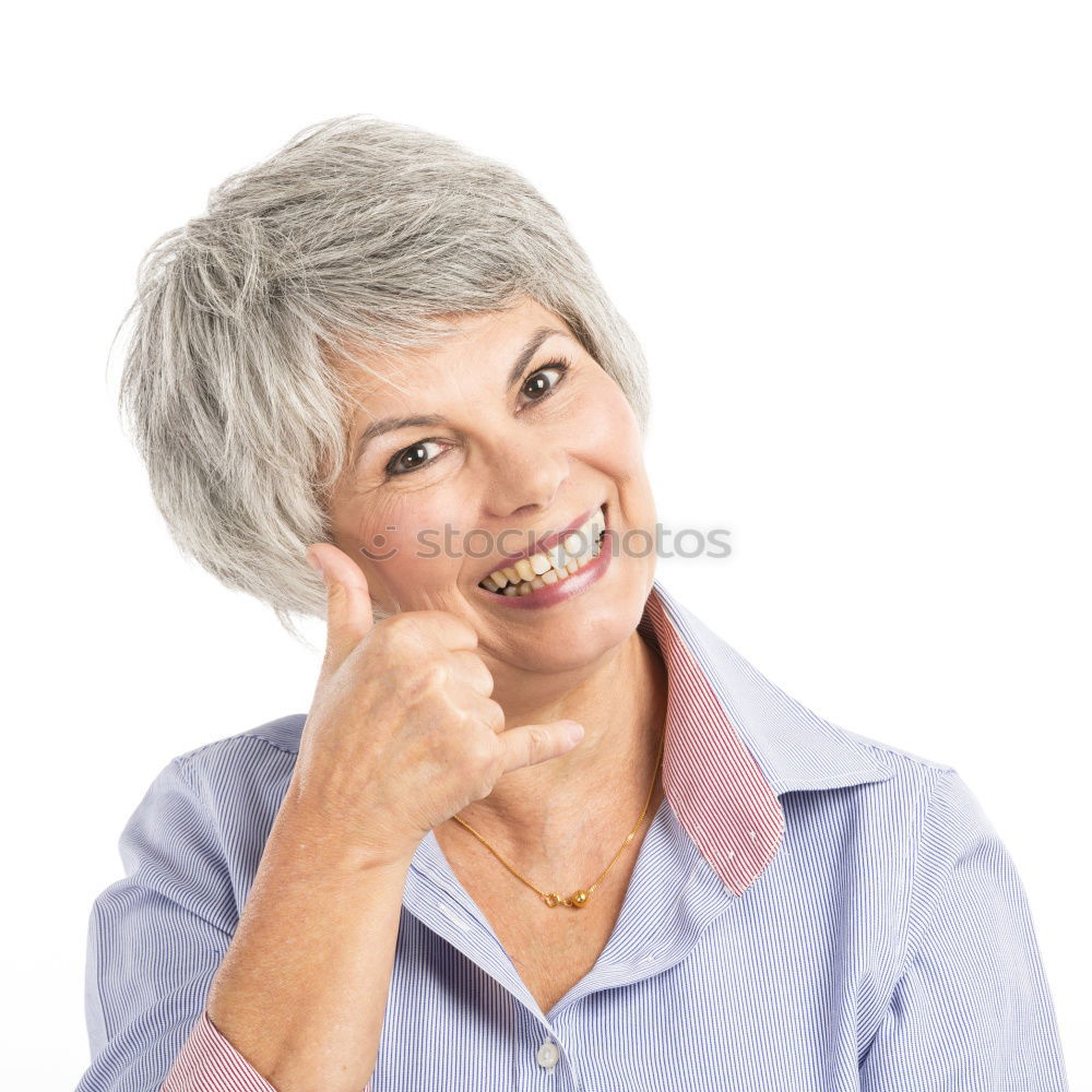 Similar – Image, Stock Photo Beautiful African woman from Togo with very short hair, slightly opened mouth, one earring with pearl in a white and pink striped fine shirt with collar from below in half profile