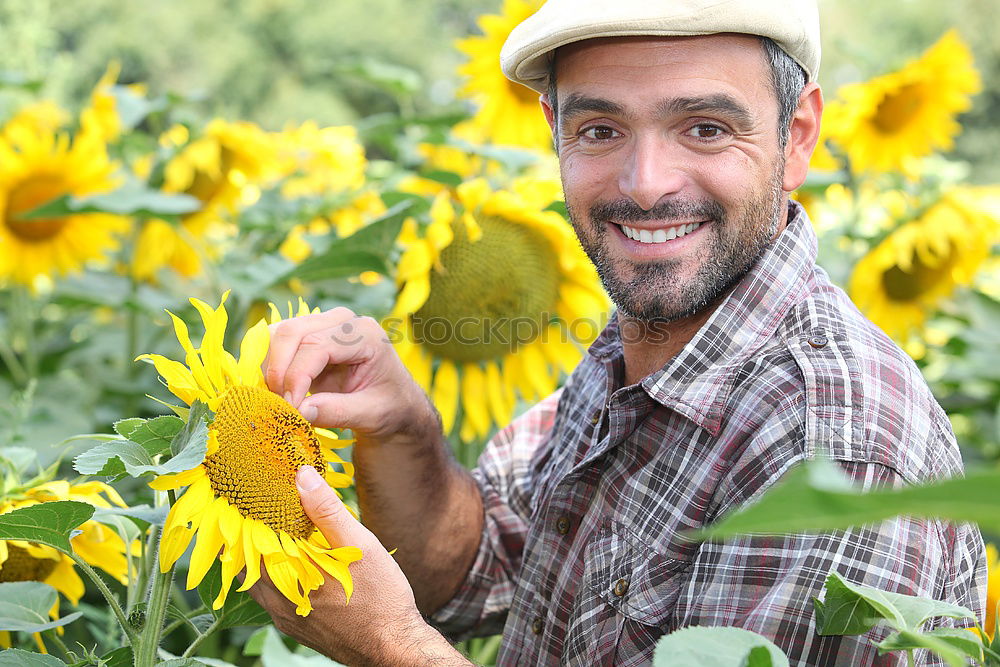 Image, Stock Photo Young man using smartphone sending emojis.