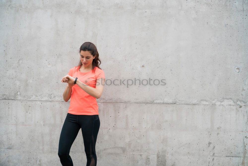 Image, Stock Photo athletic woman doing her stretching routine