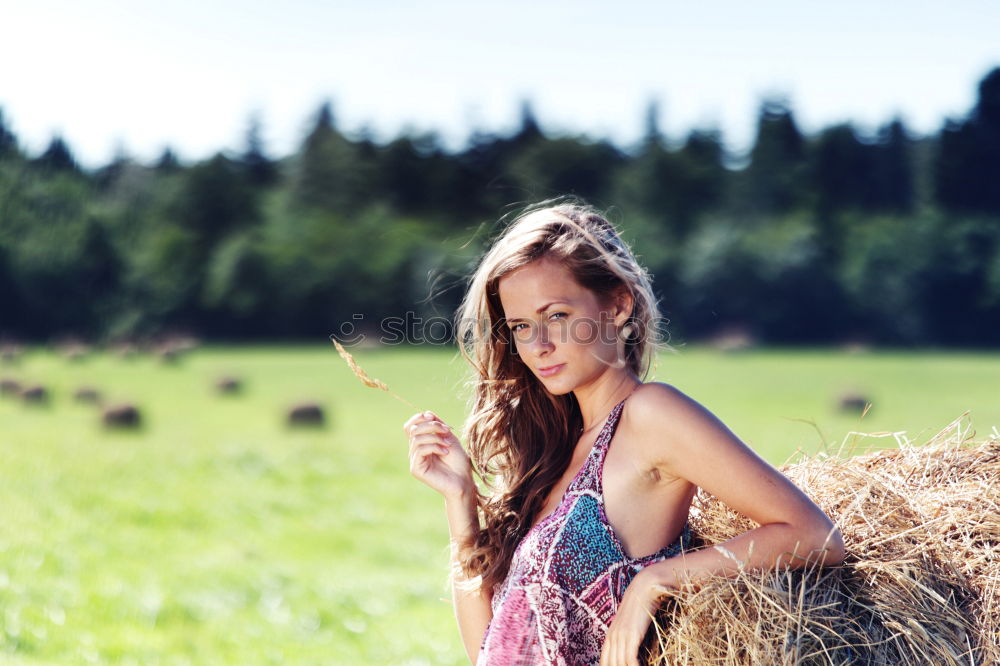 Similar – kid girl feeding calf on cow farm.