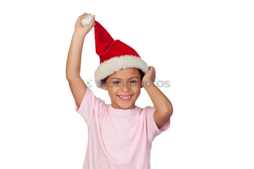 Similar – Image, Stock Photo Adorable kid with Santa´s hat on Christmas day.